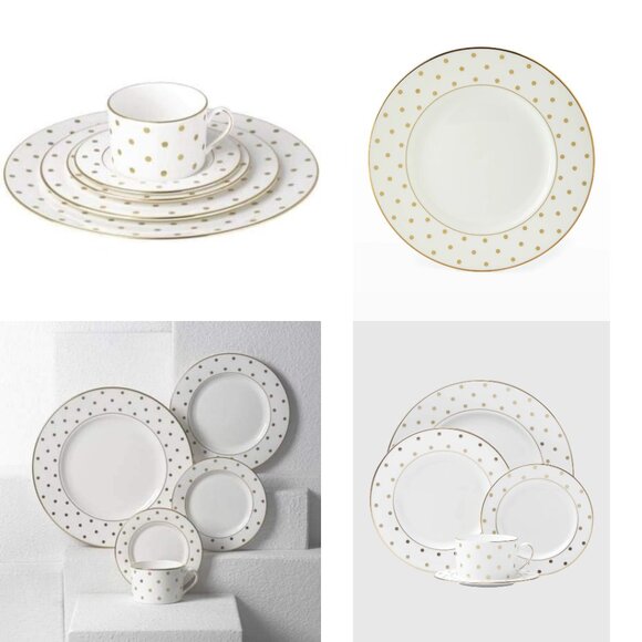 Kate Spade Larabee Road Gold 5 Piece Dinnerware Set Women's Valentine's Day Gift - Picture 16 of 16